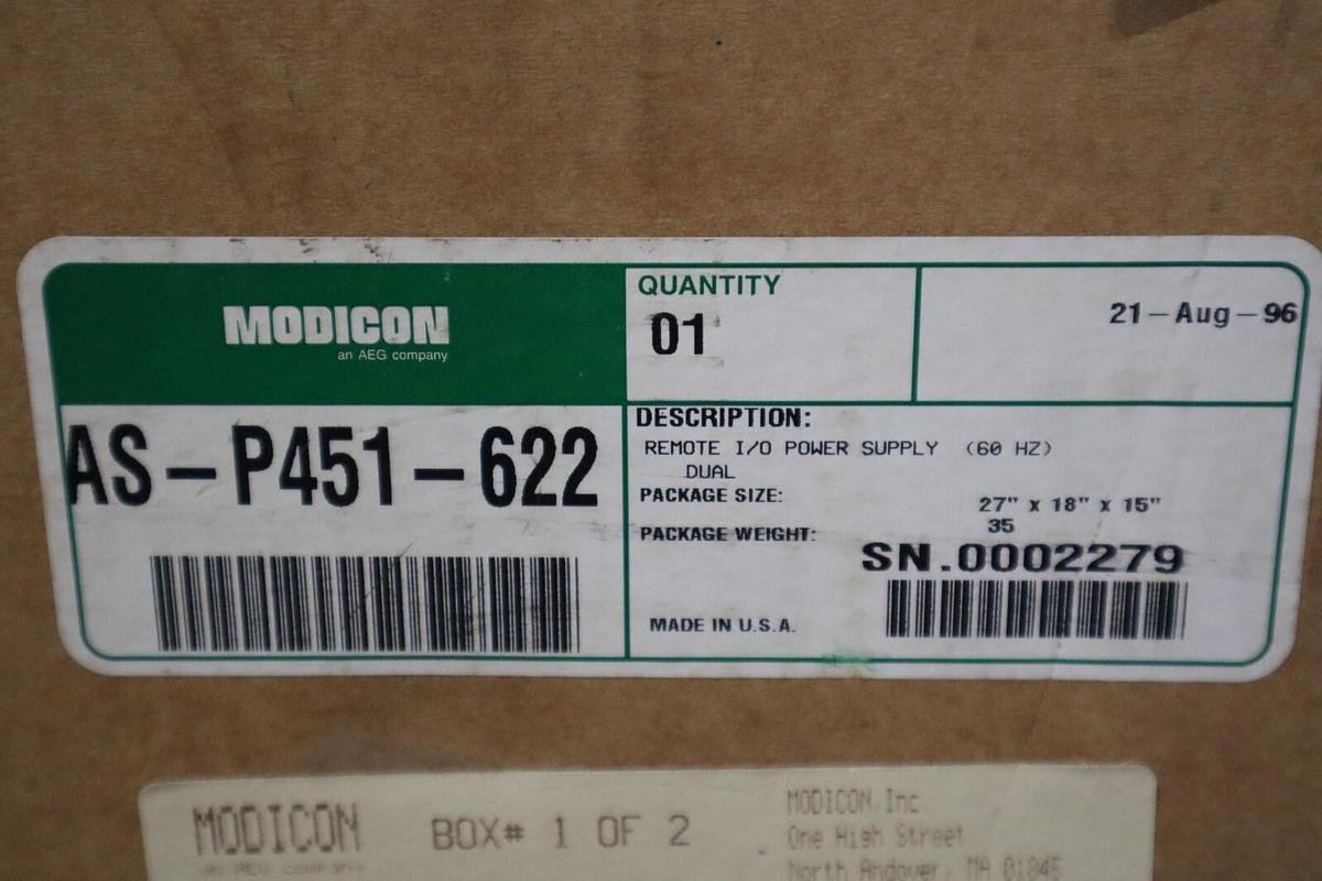 Used Modicon AS-P451-622 Remote I/O Power Supply 60 HZ ASP451622 NEW STOCK G320