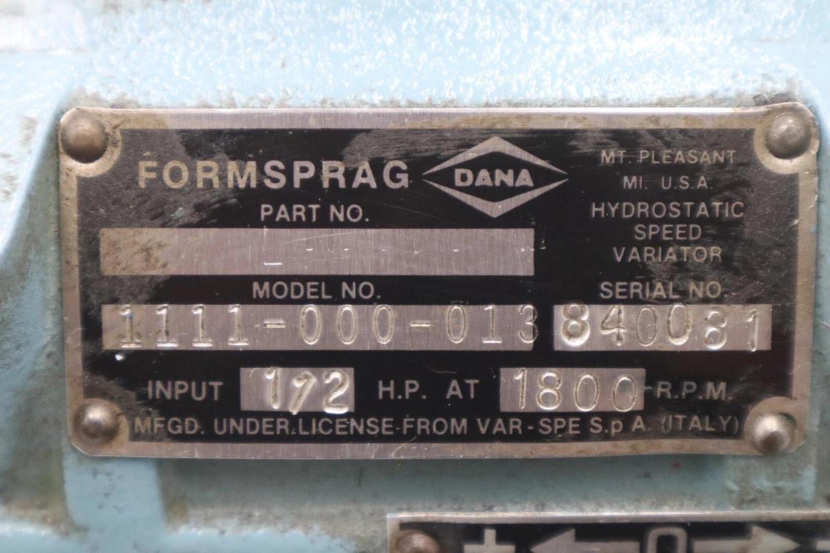 Used FORMSPRAG DANA 840081 HYDROSTATIC SPEED VARIATOR STOCK #M-60