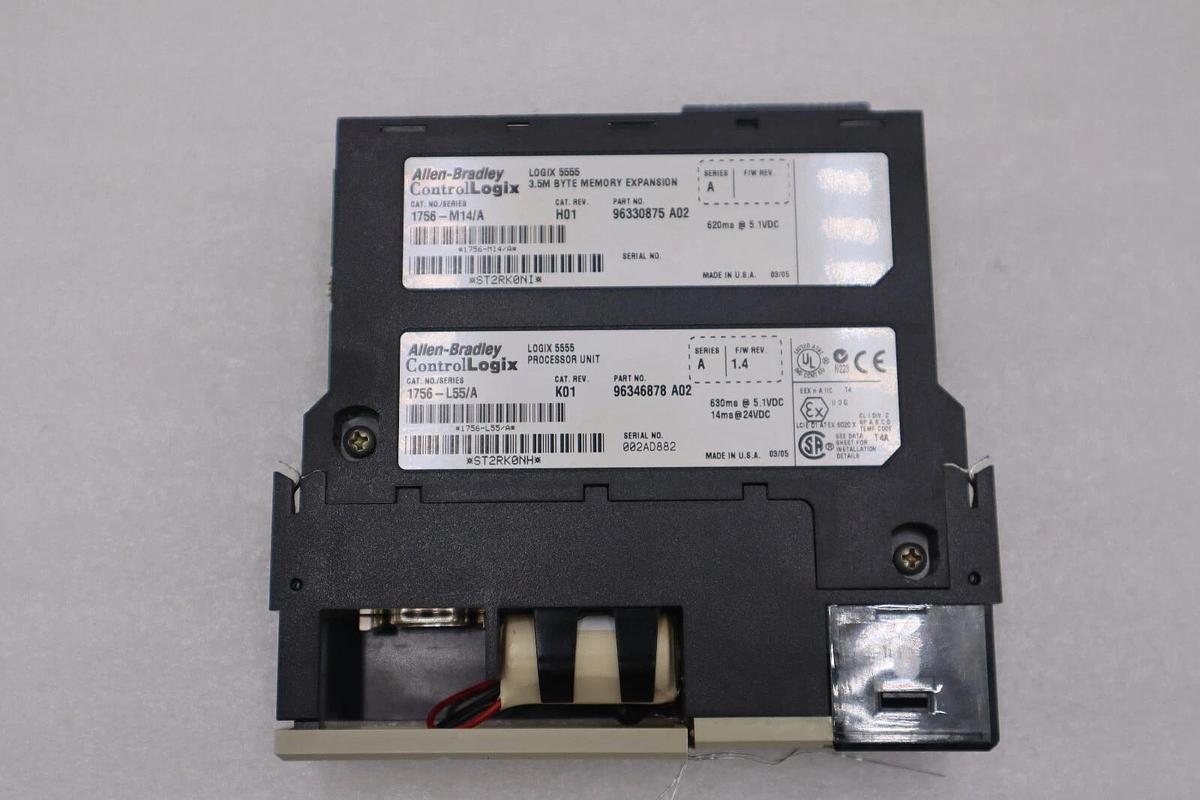 Used Allen Bradley 1756-L55 /A W 1756-M14 ControlLogix Processor STOCK 851C