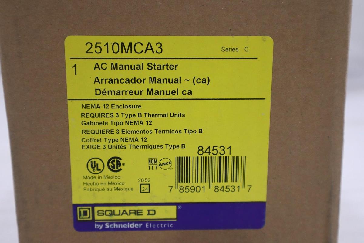Used SQUARE D 2510MCA3 Manual Motor Starter NEW OPEN BOX STOCK GF815