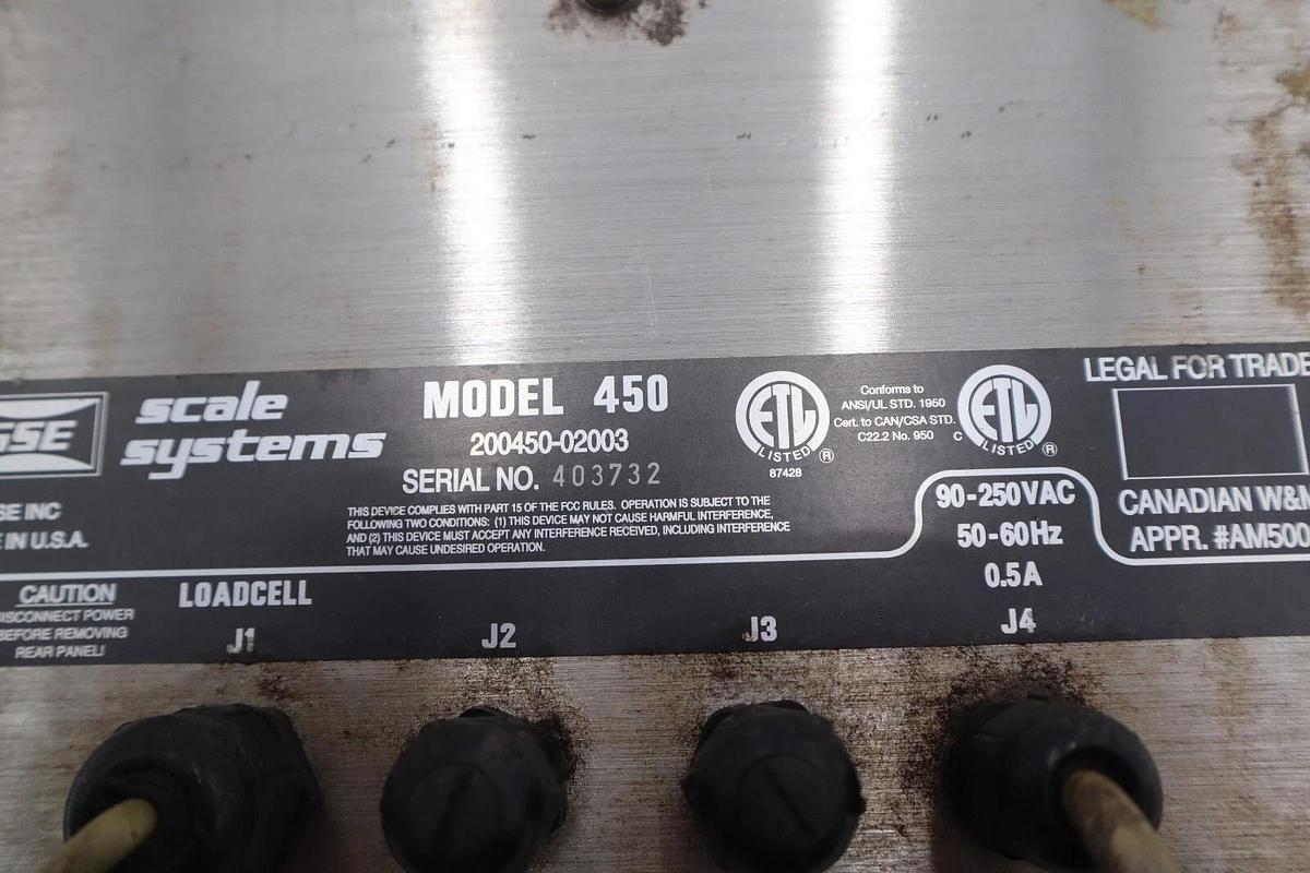Used GSE 200450-02003 SCALE SYSTEMS SCREEN MDL 450  #4336
