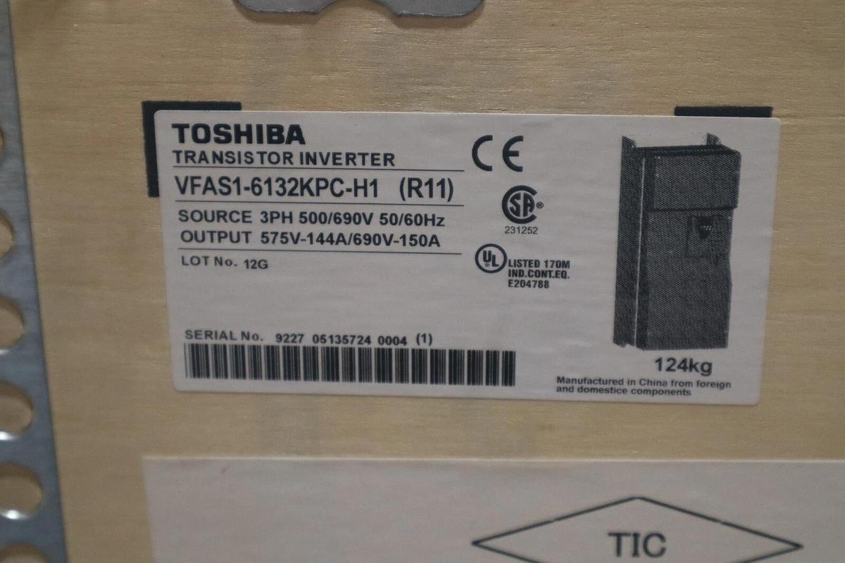 Used NEW TOSHIBA VFAS1-6132KPC-H1 (R11) ADJUSTABLE SPEED DRIVE 150HP STOCK S-268-A