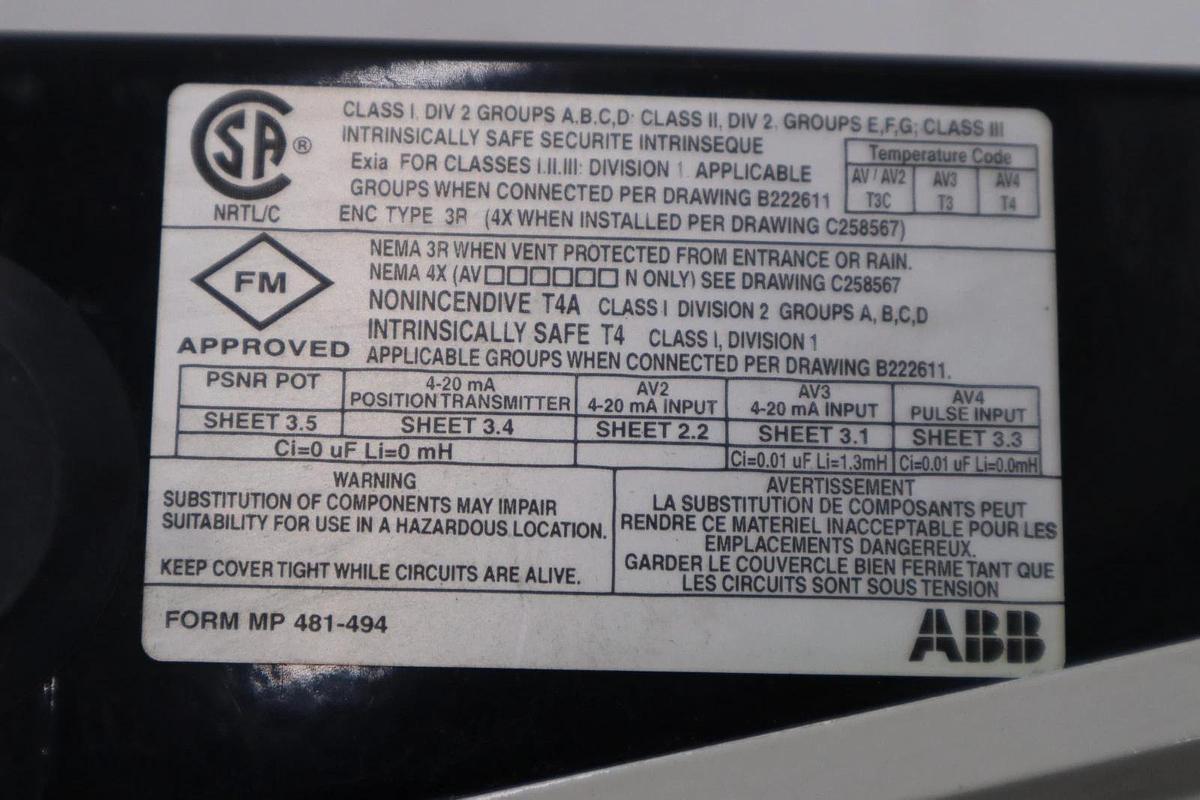 Used ABB AV2321030 Pneumatic I/P Positioner 150 PSI MAX - STOCK GF446