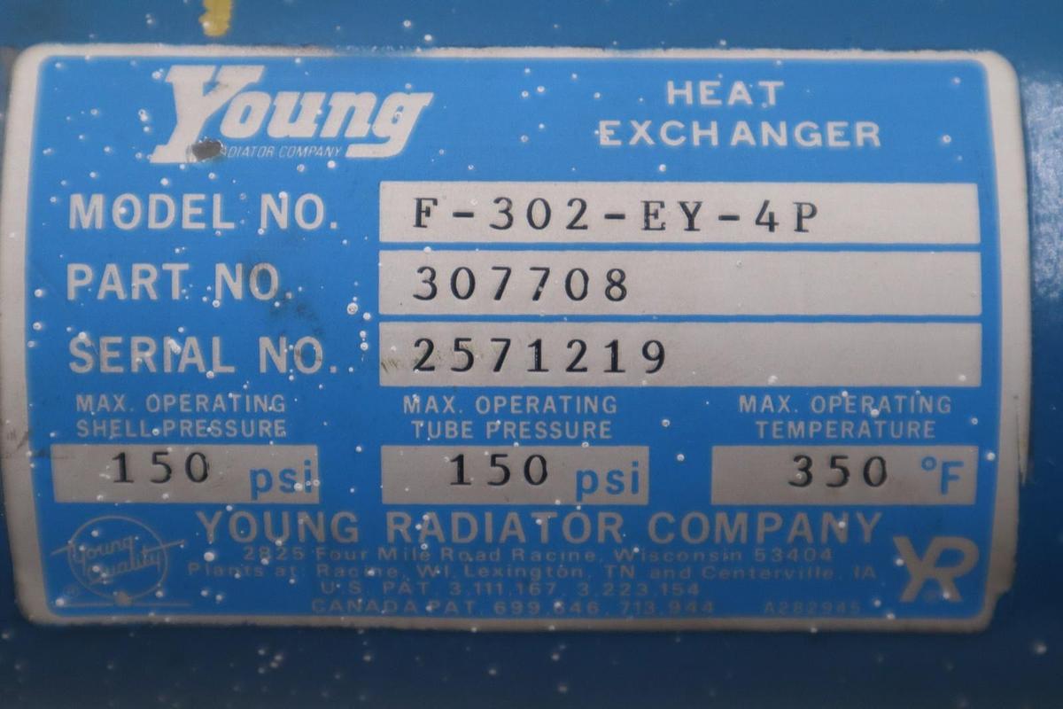 Used YOUNG TOUCHSTONE F 302 EY 4P HEAT EXCHANGER F-302-EY-4P - NEW - STOCK GF625A