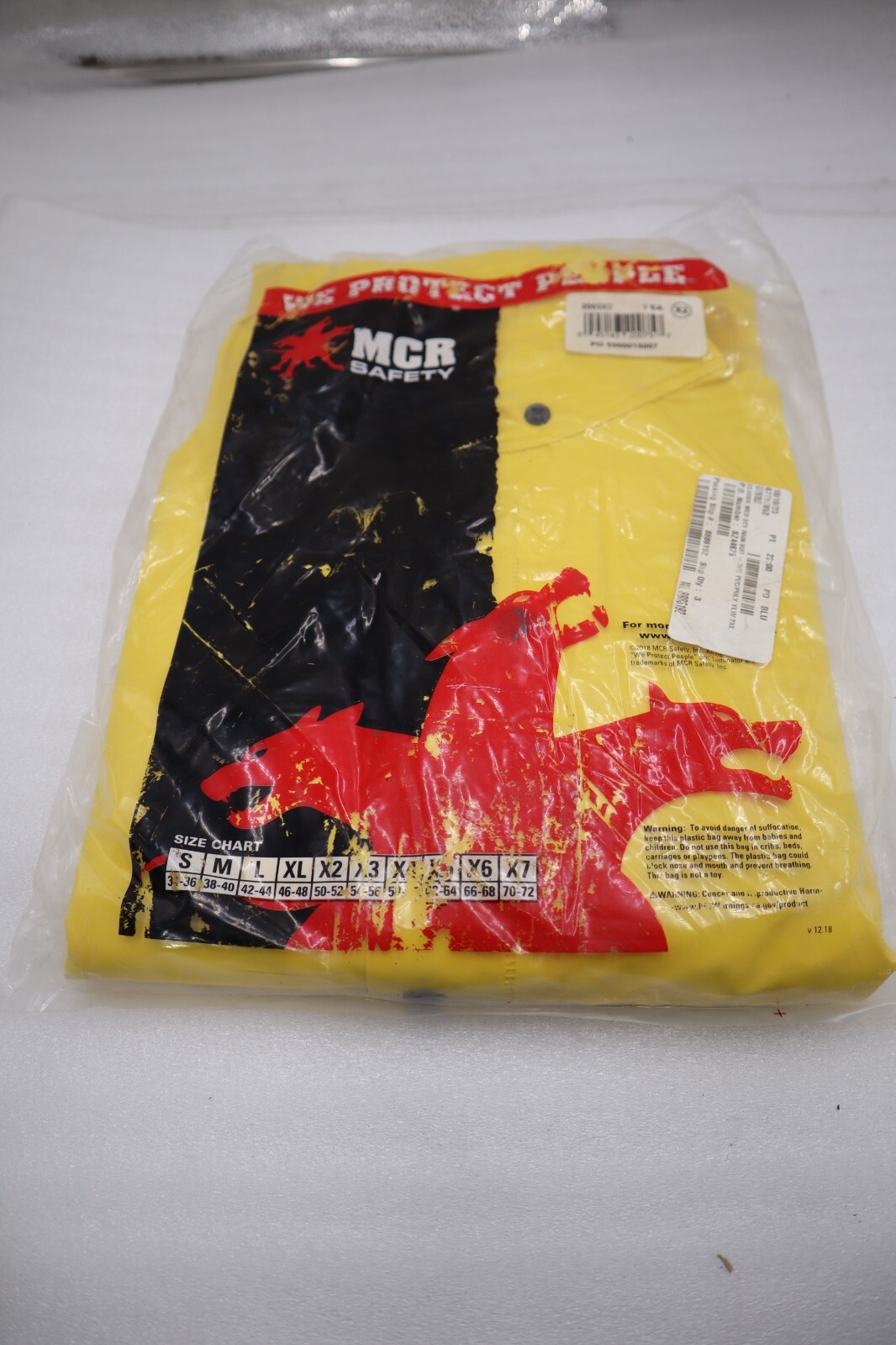 Used MCR Safety 2003X2 Classic PVC/Polyester 3-Piece Rainsuit with Attached Hood H377