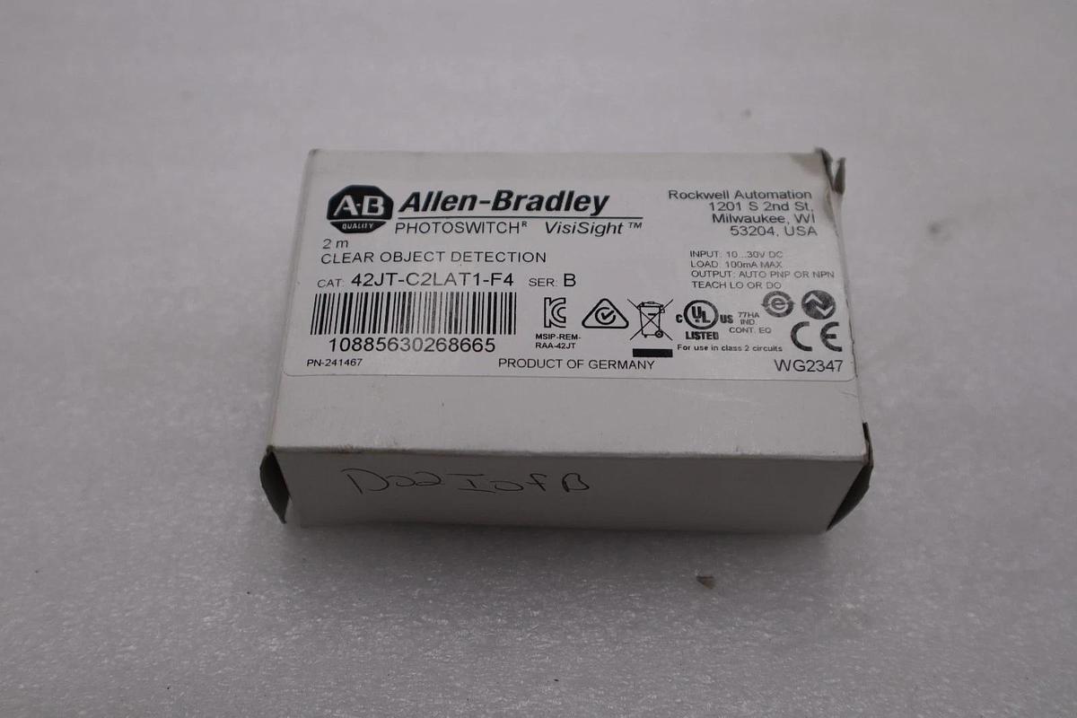 Used Allen Bradley 42JT-C2LAT1-F4 Photoelectric Sensor Clear Object Detect #H1230A