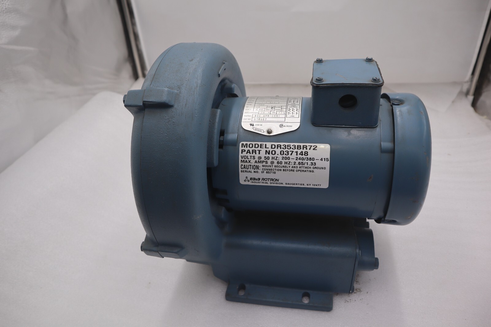 Used Ametek 37148 EG&G DR353BR72 Rotron Regenerative Blower .75HP NEW STOCK 4649