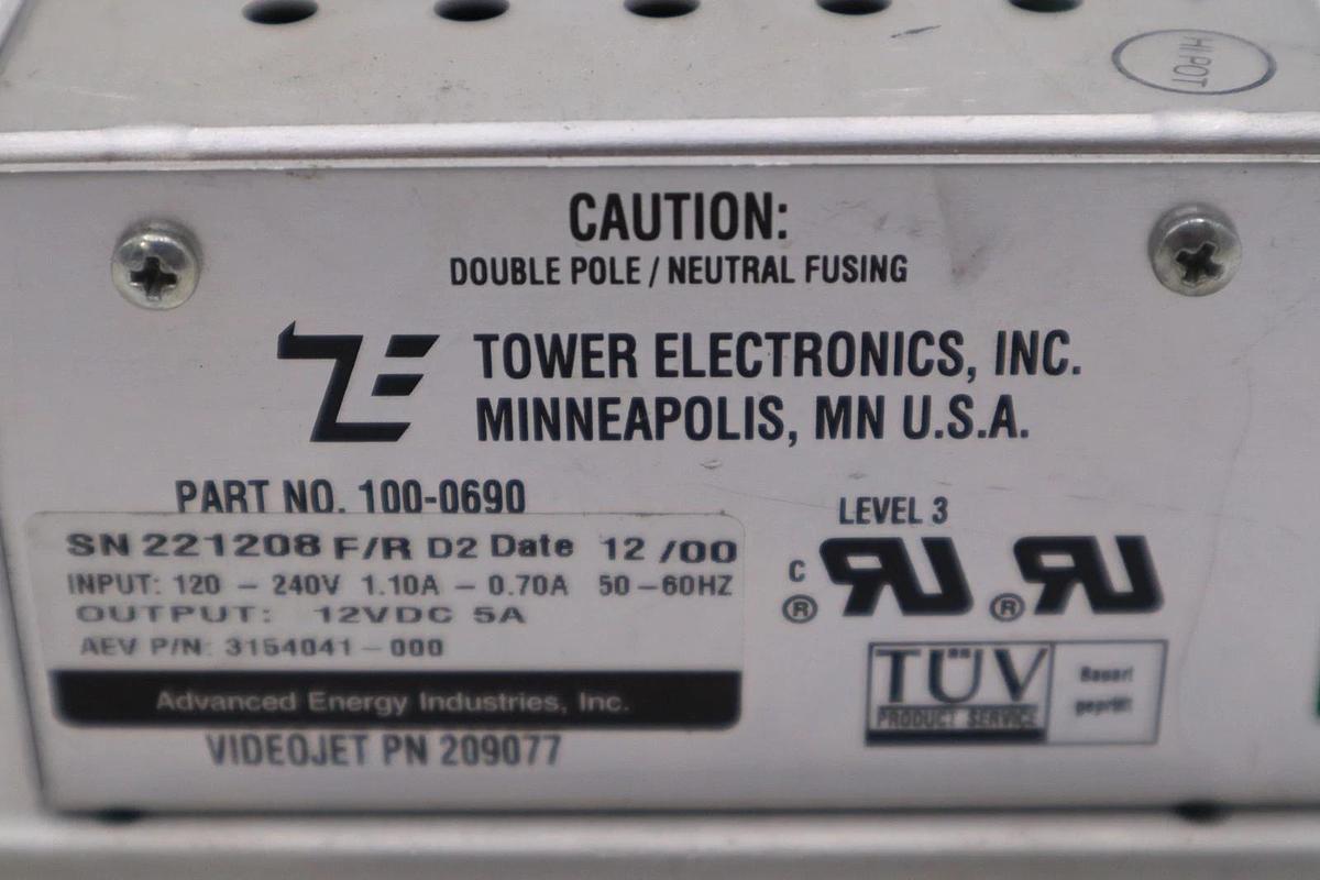 Used TOWER ELECTRONICS 100-0690 POWER SUPPLY STOCK H783A