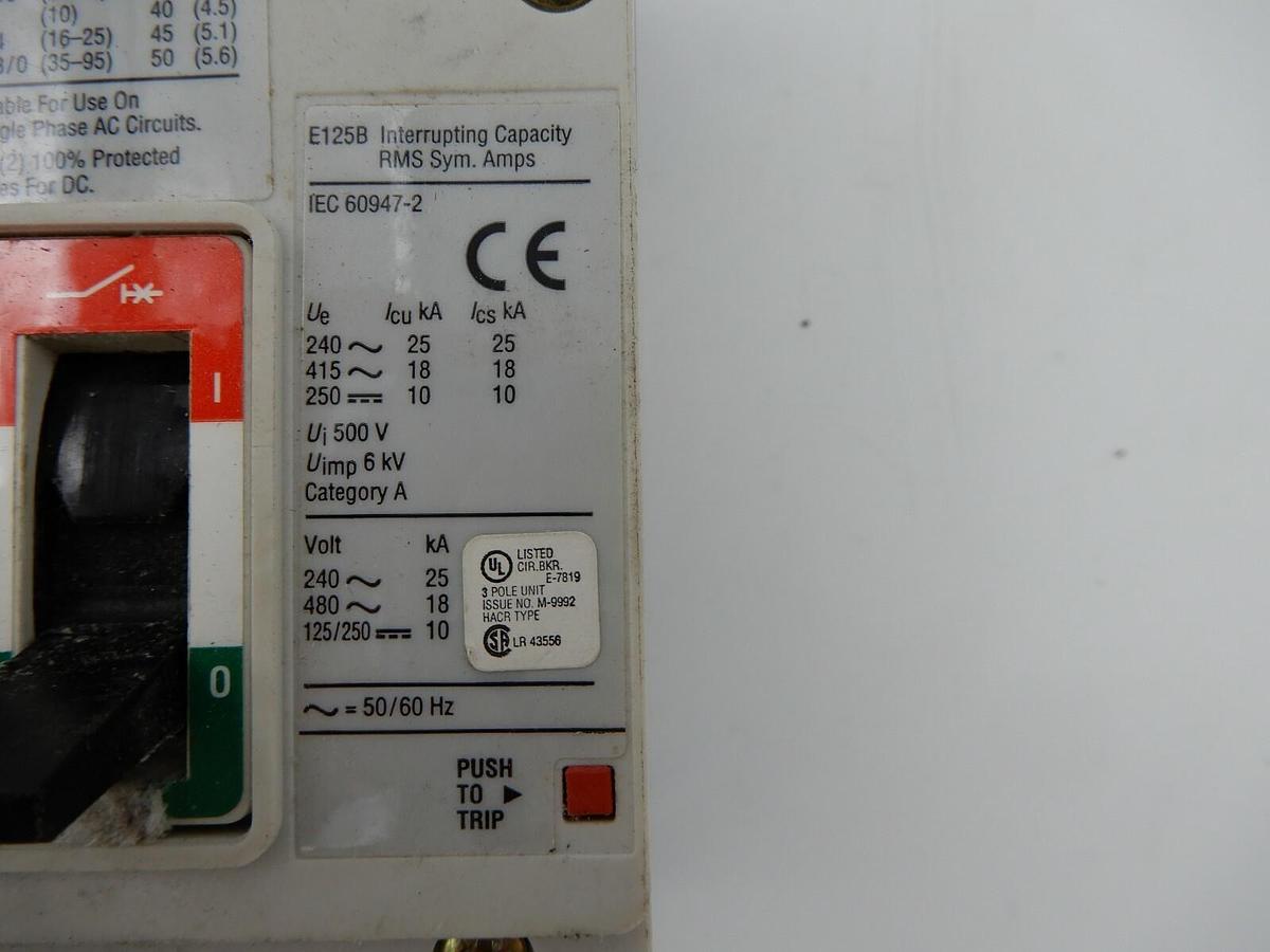 Used CUTLER HAMMER E125B CIRCUIT BREAKER EGB3030FFG STOCK 606