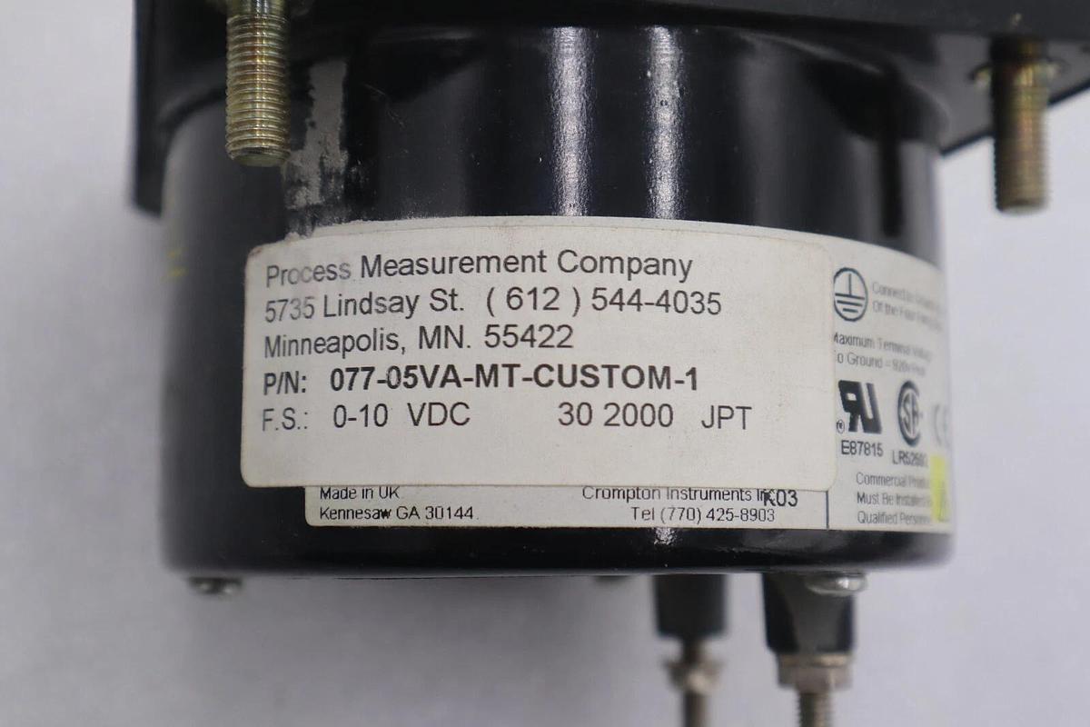 Used PROCESS MEASUREMENT COMPANY 077-05VA-MT-CUSTOM-1 #K-571A
