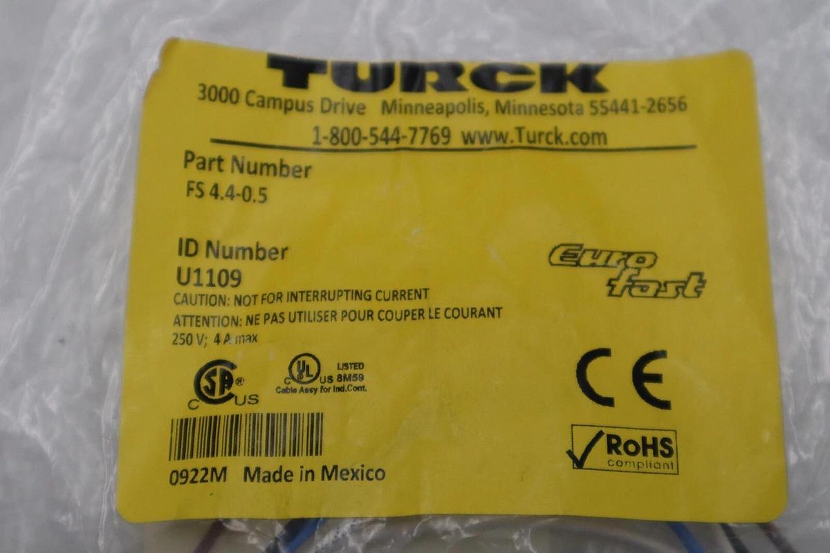 Used NEW Turck Cable FS 4.4-0.5 U1109 STOCK G860A