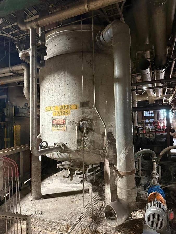 Used 2,500 GALLON 7' DIAMETER X 9' TALL STEEL PRO JACKETED STAINLESS STEEL TANK