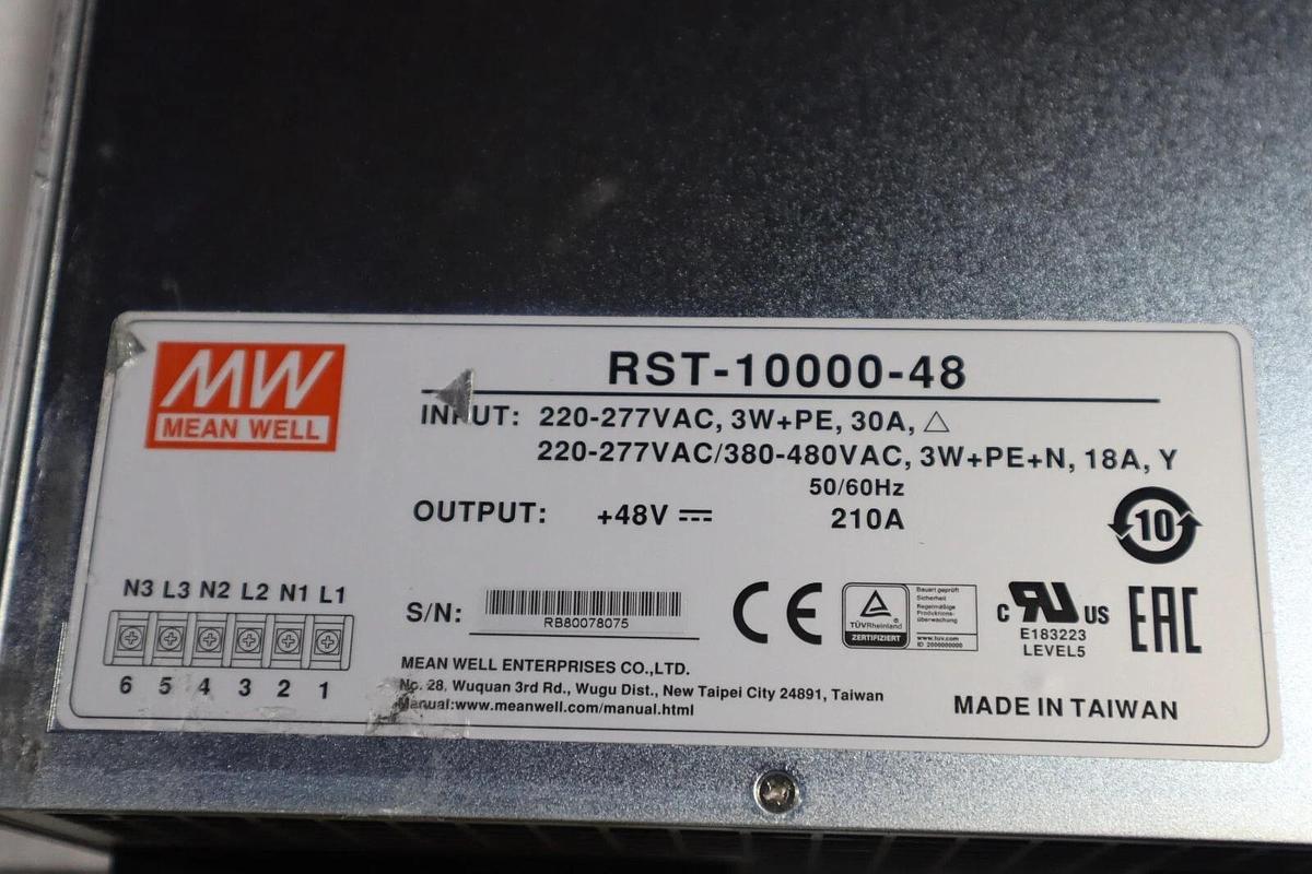 Used Mean Well RST-10000-48 Power Supply (48VDC-210 Amps) STOCK 5391