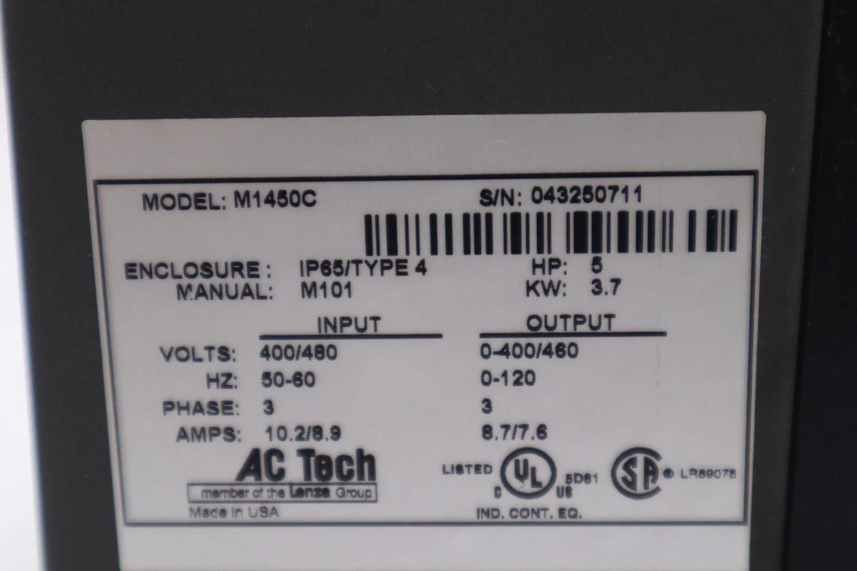 Used AC TECH M1450C 5HP/3.7kW FREQUENCY DRIVE STOCK 4306