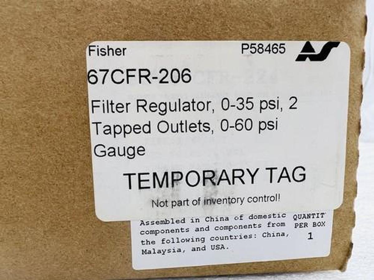 FISHER CONTROLS 67CFR-206 2 TAPPED OUTLETS 0-60 PSI GAUGE STOCK 3825
