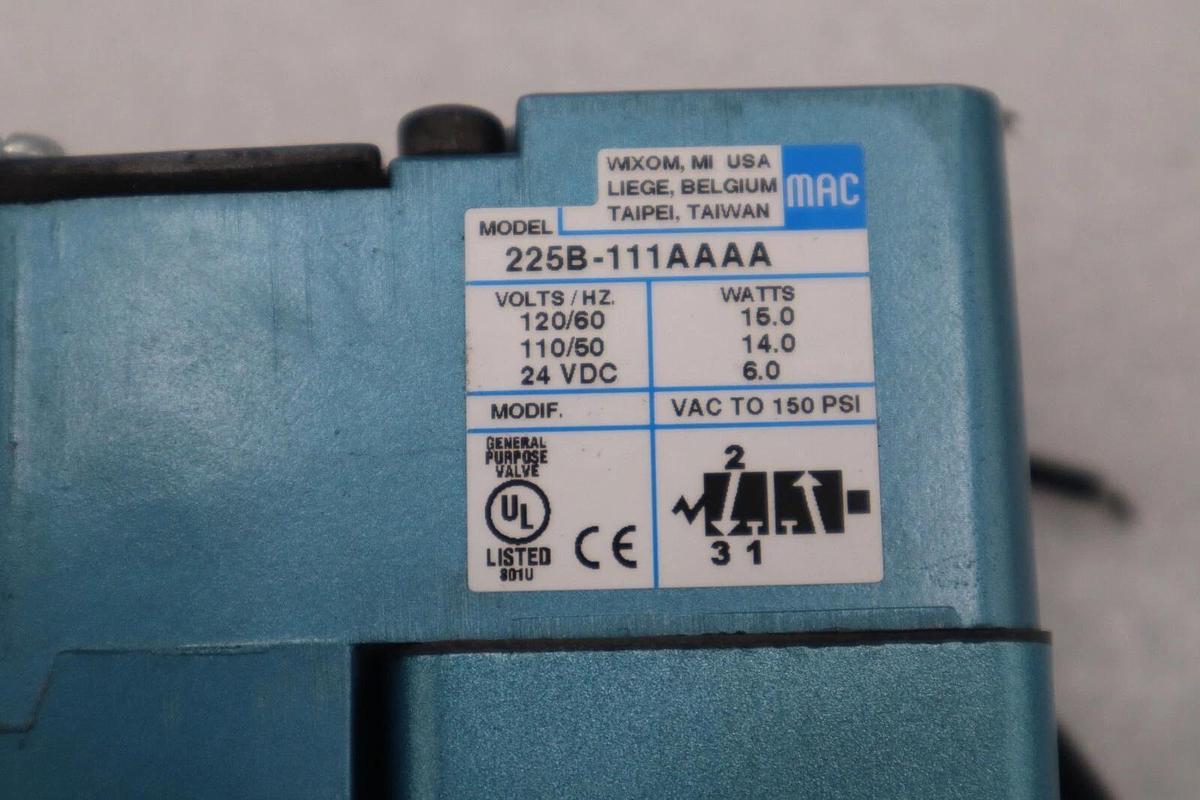 NEW OPEN BOX MAC VALVES INC 225B-111AAAA / 225B111AAAA STOCK H148A