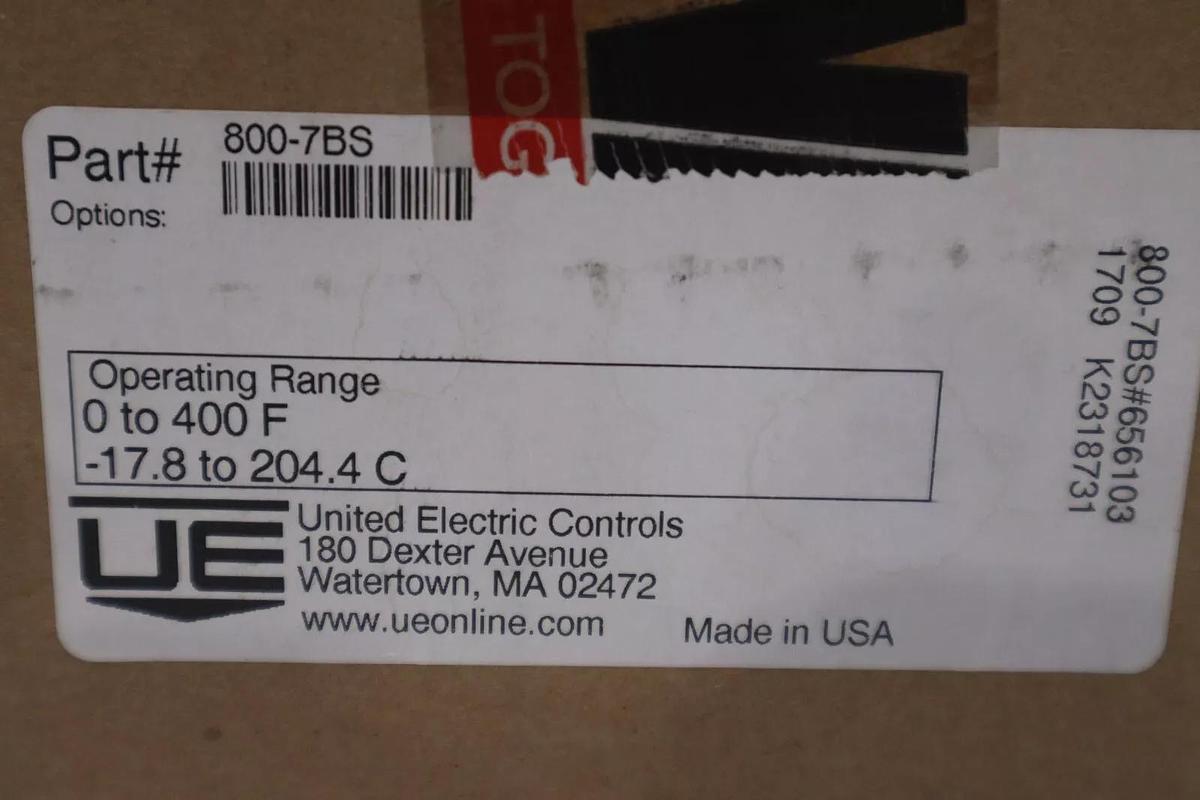 United Electric 800-7BS Temperature Control -17.8 To 204.4 C NEW STOCK G144A