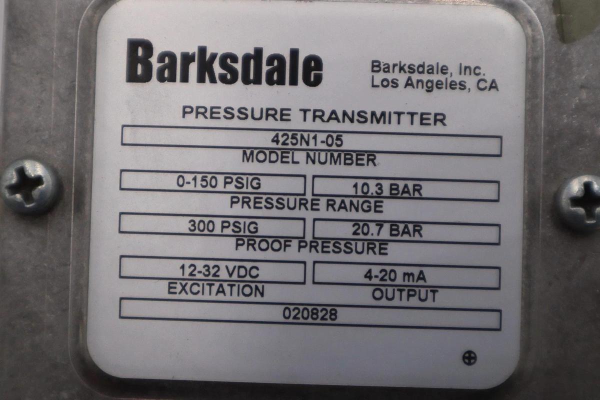 Used BARKSDALE 425N1-05 / 425N105 PRESSURE TRANSMITTER - STOCK GF447