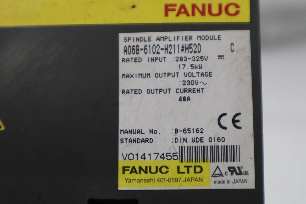 Used FANUC AO6B-6114-H211 SERVO AMPLIFIER MODULE STOCK 520-B