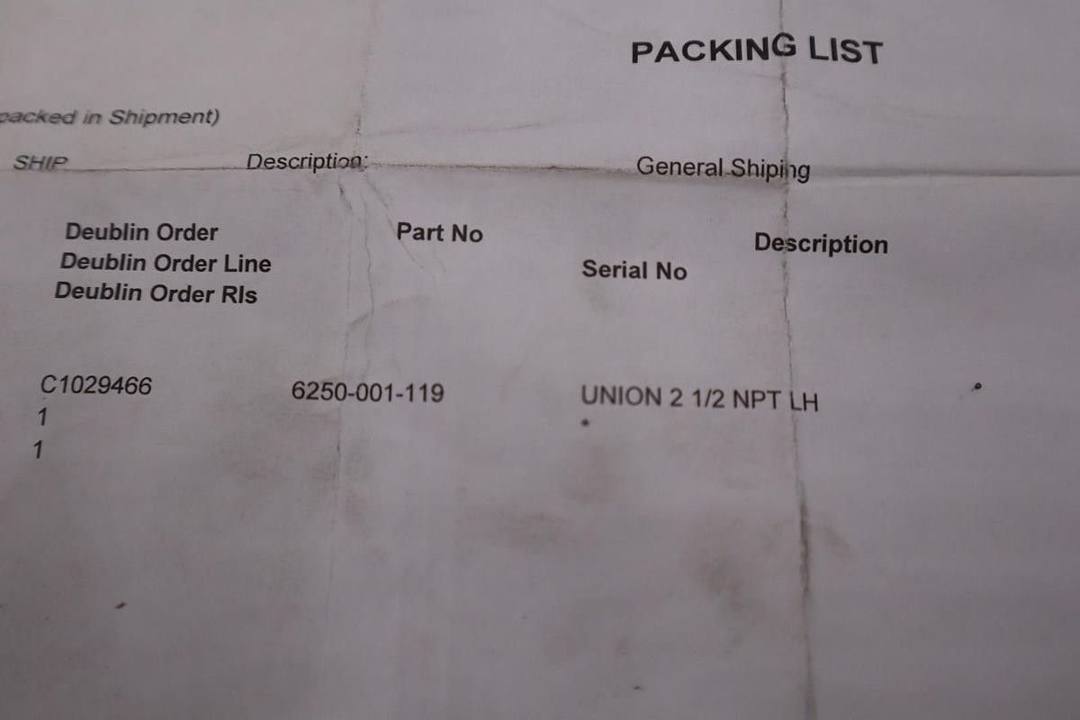 Deublin 6250-001-119 Union 2-1/2" NPT LH Female Rotor NEW IN BOX STOCK HP-186