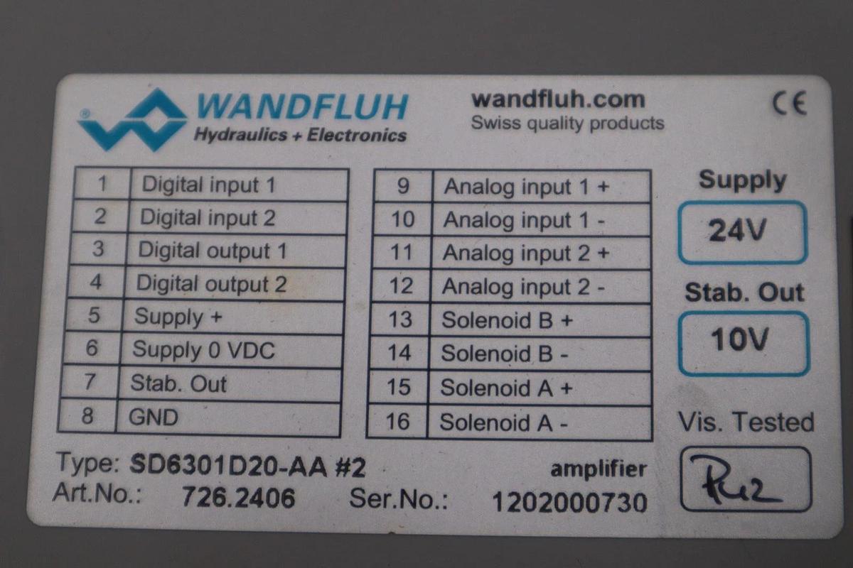 WANDFLUH 1202000730 SD6301D20-AA STOCK #K-1961A