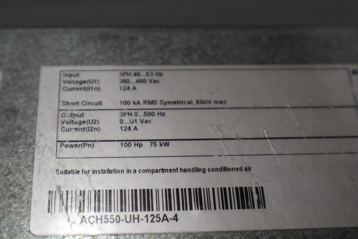 Used ABB ACH550-UH-125A-4 AC DRIVE 550 SERIES 3 PHASE 380-480 V AC STOCK S684