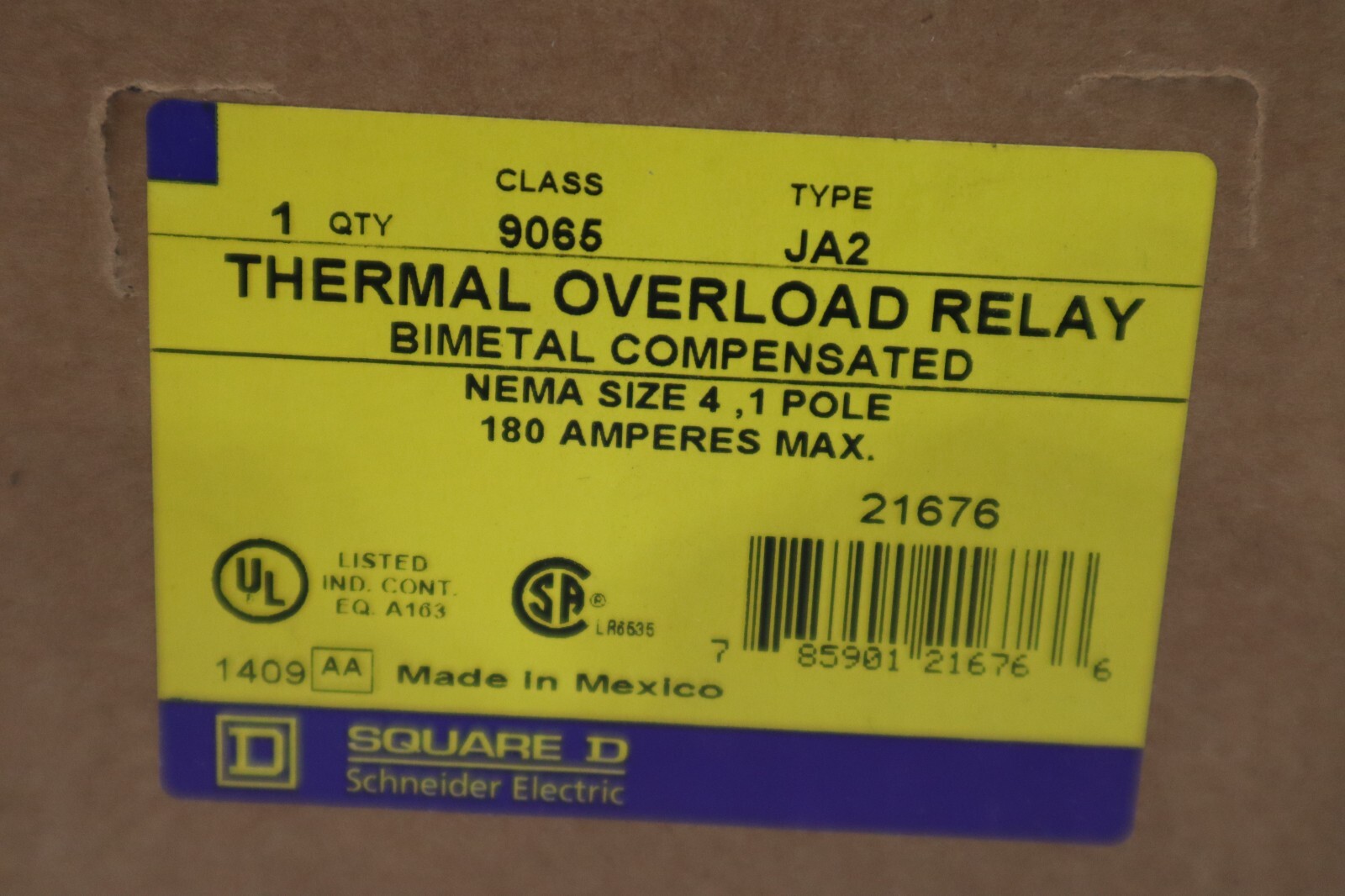 NEW Square D 9065JA2/ 9065-JA2 AMB. COMP. BIMETAL GREEN RESET STOCK G340A