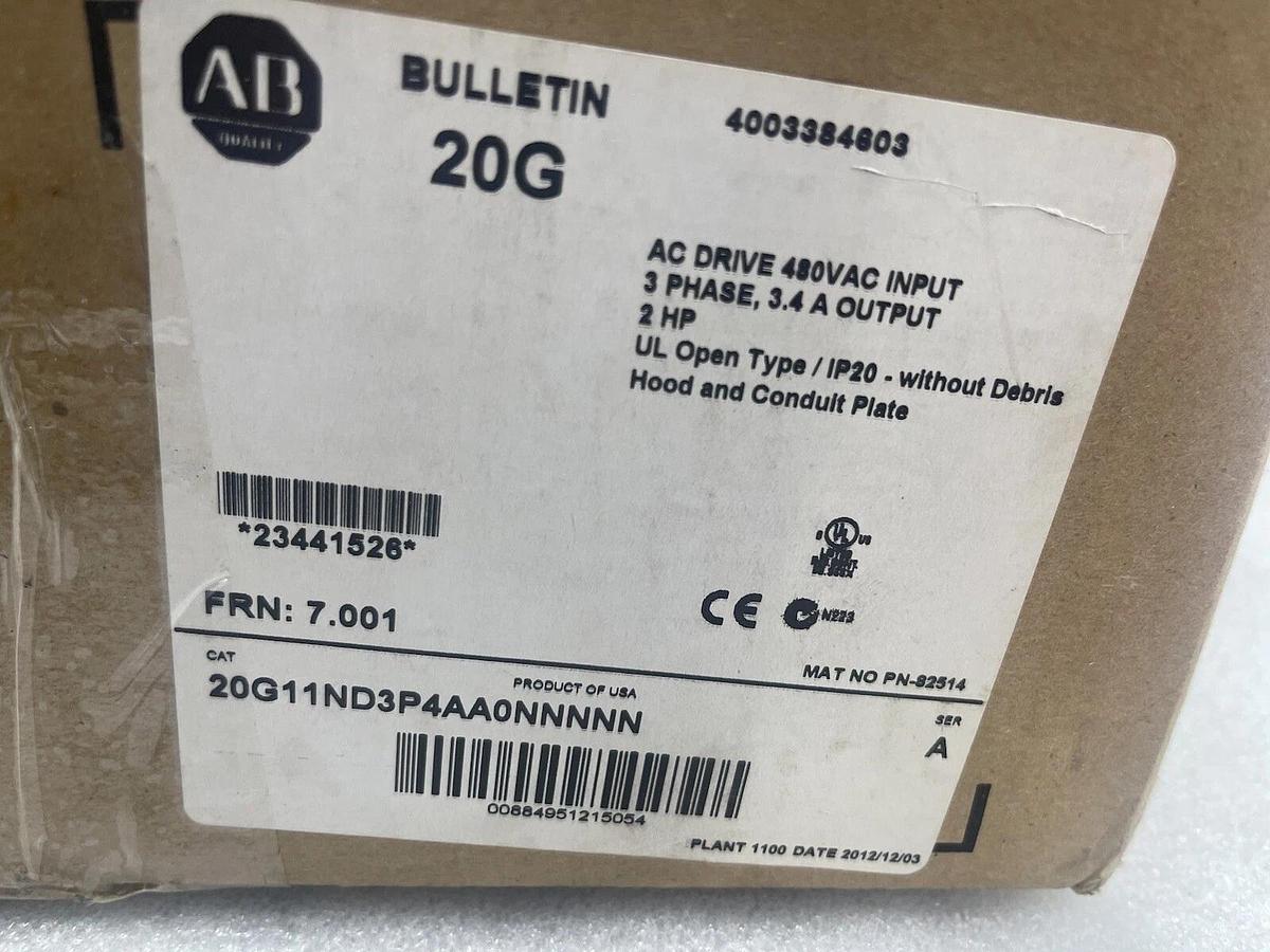 NEW ALLEN BRADLEY 20G11ND3P4AA0NNNNN AC DRIVE COOLED POWERFLEX 755 STOCK 4458