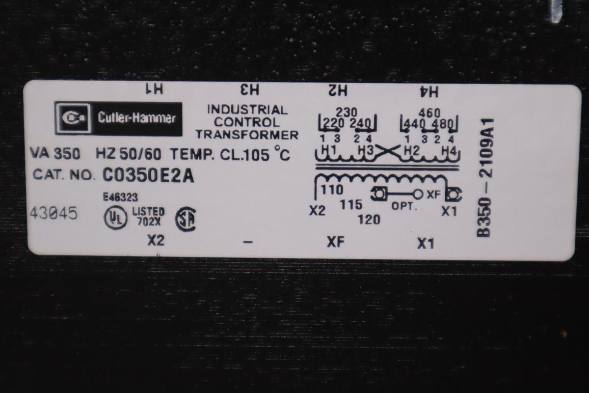 Used CUTLER-HAMMER INDUSTRIAL CONTROL TRANSFORMER 350VA C0350E2A NEW STOCK 844B