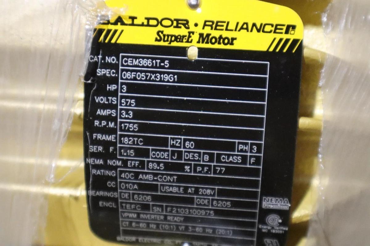Used ABB CEM3661T-5 MOTOR THREE PHASE TOTALLY ENCLOSED C-FACE FOOT MOUNTED #SGF60