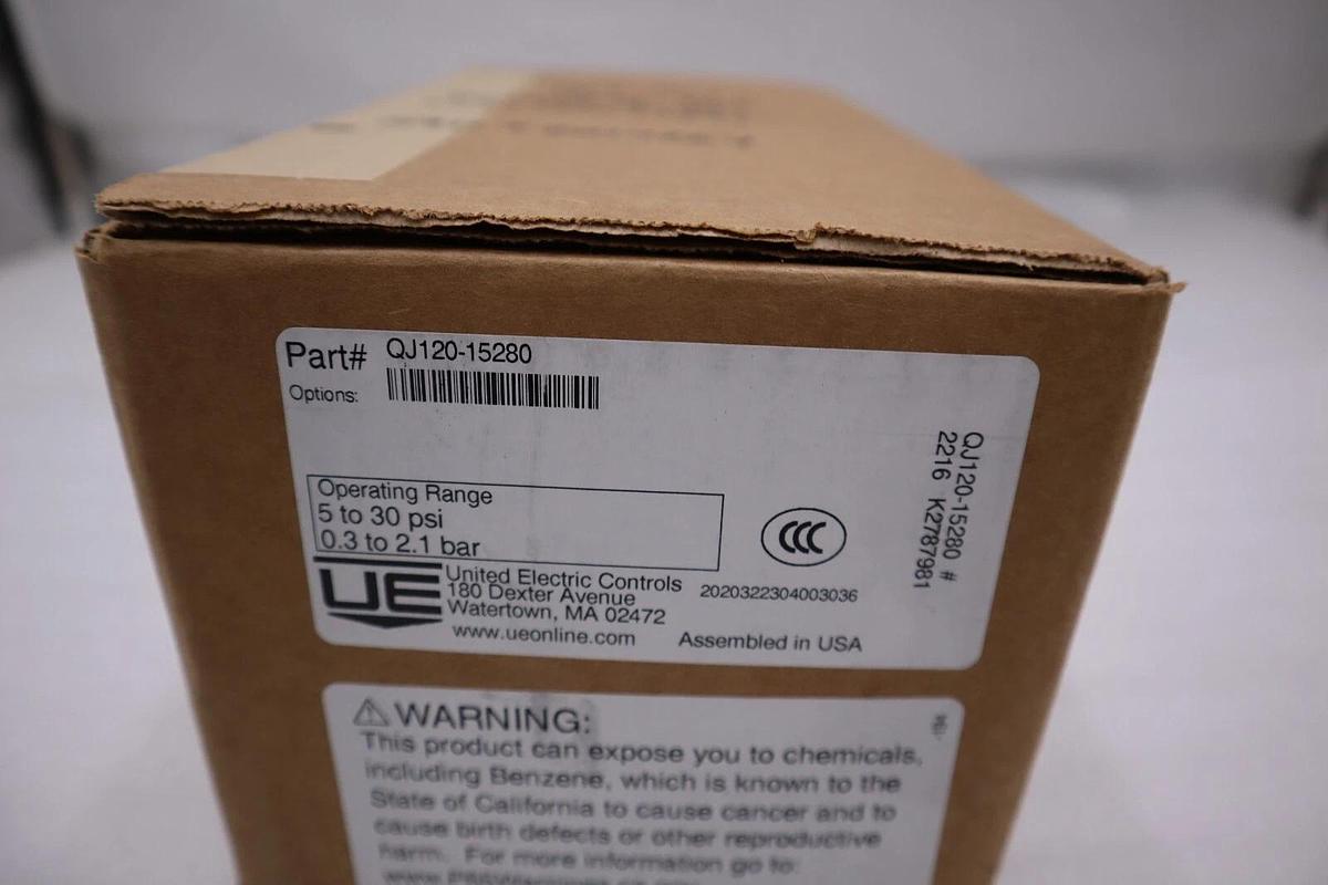 Used UNITED ELECTRIC Controls QJ120-15280 PRESSURE SWITCH, 5-30 psi, New #2922A