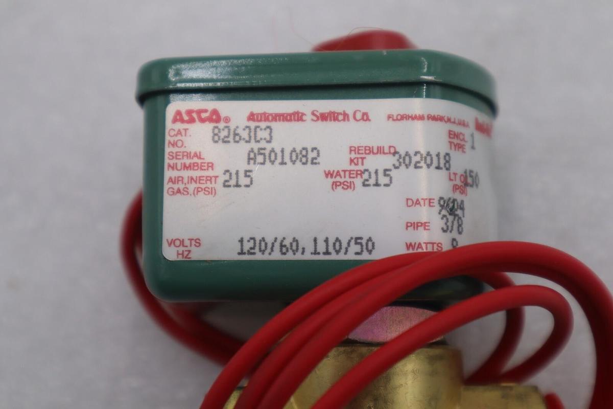 Used NEW OPEN BOX ASCO 8263C3 Red Hat II Solenoid Shutoff Valve 3/8" STK K-2875