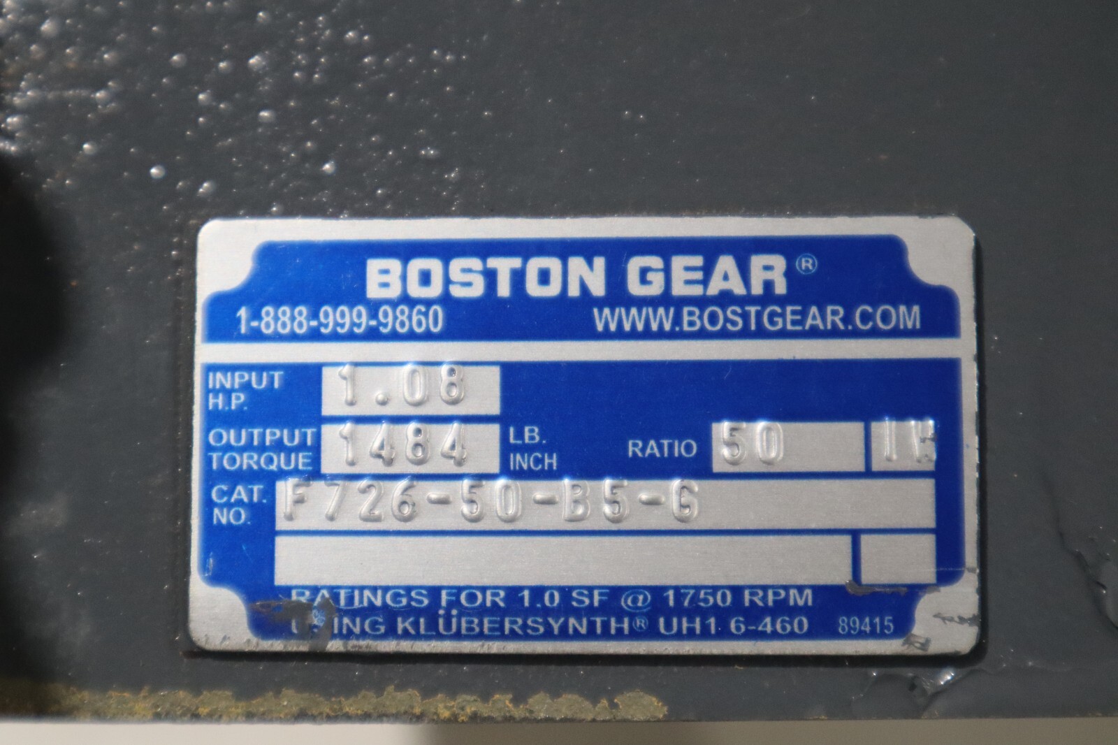 Used Boston Gear F726-50-B5-G Reducer NEW UNIT STOCK G165