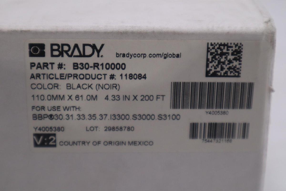 NEW Brady B30-R10000-BL 4.33 in x 200 ft BLACK STK K142D