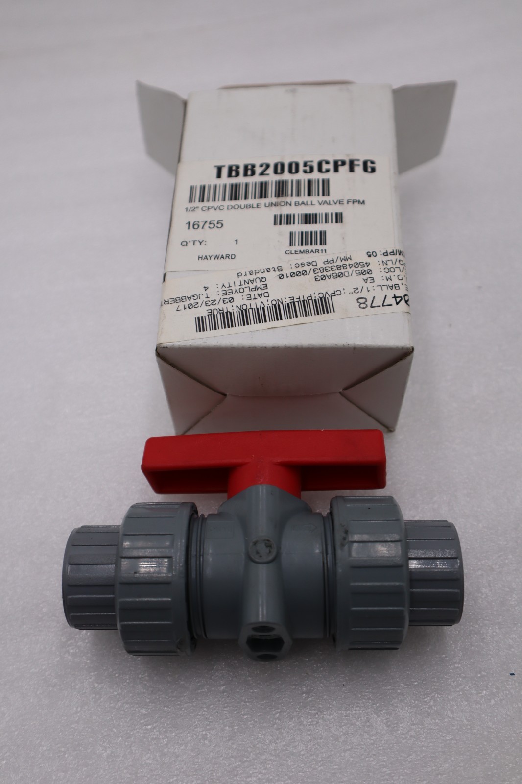 HAYWARD TBB2005CPFG 1/2" CPVC True Union Ball Valve Socket/Threaded STK H876A