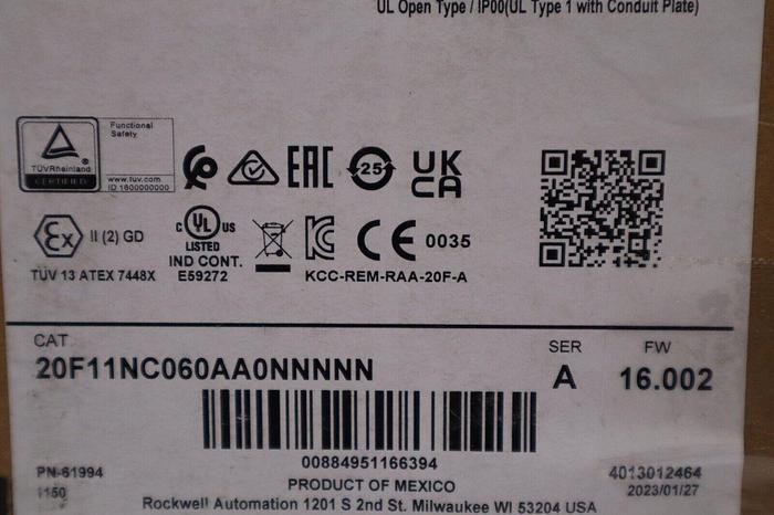 20F11NC060AA0NNNNN PowerFlex 753 40 HP DRIVE VFD NEW 2023 STOCK 1805-A