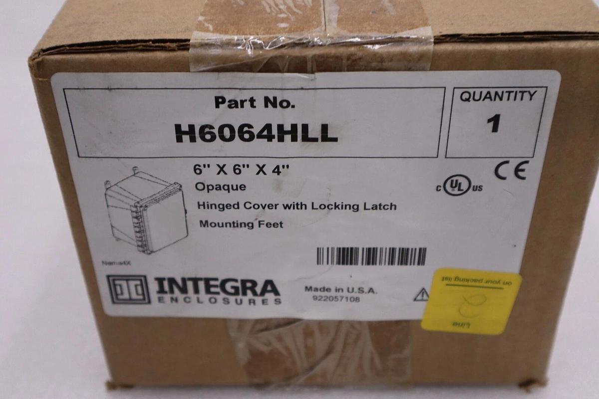 NEW INTEGRA ENCLOSURES H6064HLL ENCLOSURE WITH HINGE OPAQUE STOCK H404