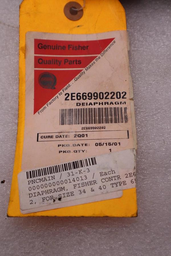 Fisher 2E669902202 DIAPHRAGM, NITRILE, TYPE 667 SIZE 34/40 NEW STOCK 128A