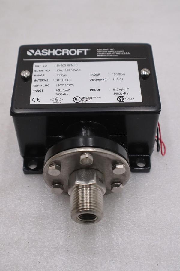 ASHCROFT B420S XFMFS PRESSURE SWITCH 1000 PSI 15A 125/250VAC - STOCK GF91A