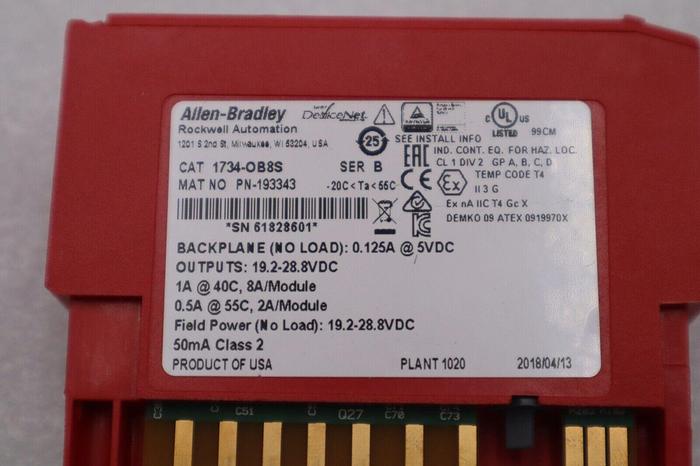 Used Allen-Bradley 1734-OB8S Safety Output Module STOCK 5826
