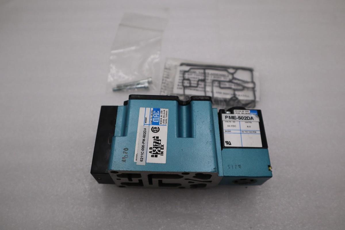 Used NEW MAC 6211C-000-PM-502DA W/ PME-502DA SOLENOID VALVE 6200 SERIES #H1398A
