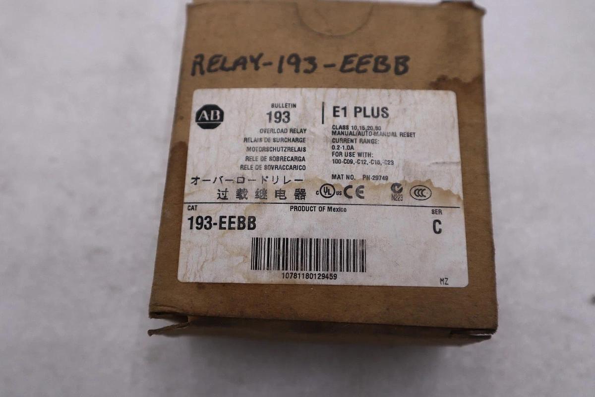 Refurbished ALLEN BRADLEY 193-EEBB Ser C Overload Relay 0.2-1.0A - STOCK GF191A