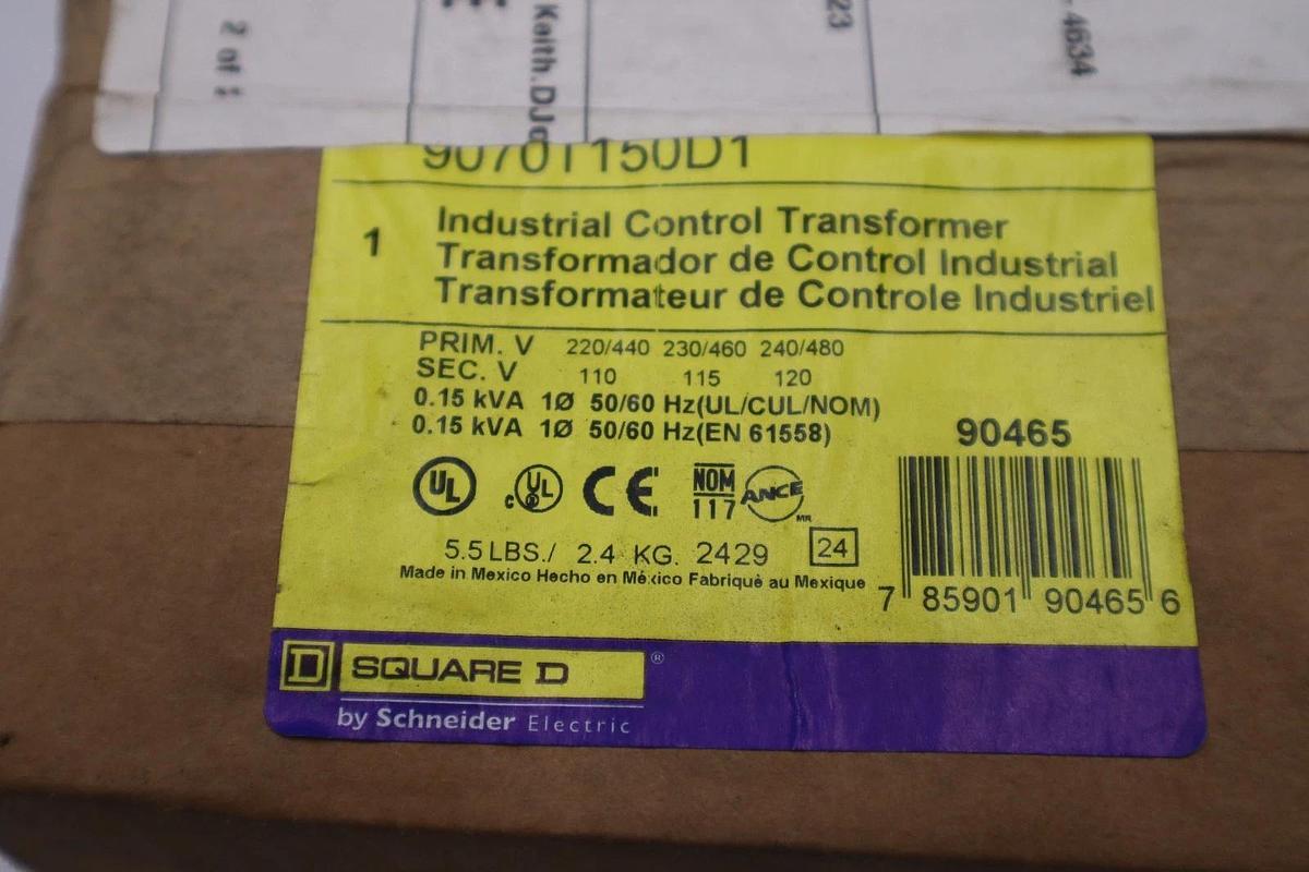 NEW OPEN BOX SQUARE D 9070T150D1 INDUSTRIAL CONTROL TRANSFORMER 90465 STK GF131A