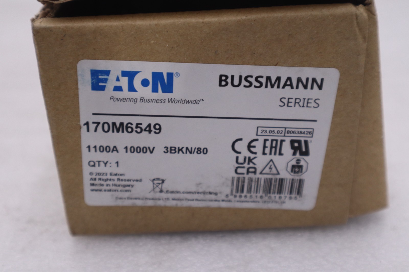 EATON 170M6549 FUSETRON FUSE-LINK HIGH SPEED SQUARE BODY - STOCK GF42A