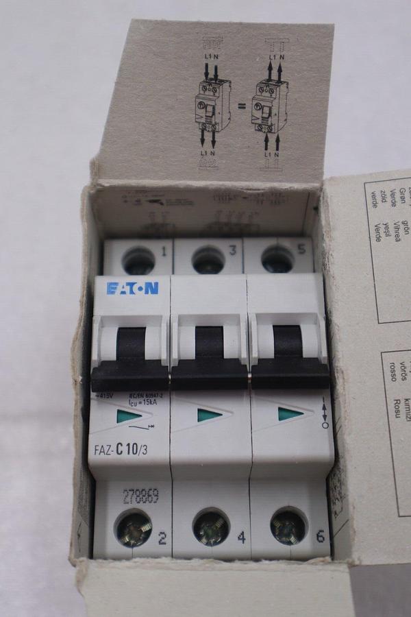 Used Eaton FAZ-C10/3 Circuit Breaker Part Moeller Series #K-2208