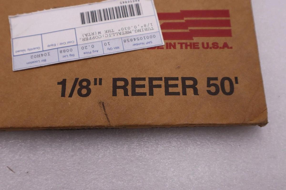 Used NEW IN BOX Cerro 1/8” Copper Refrigeration Tubing 50' STOCK H303