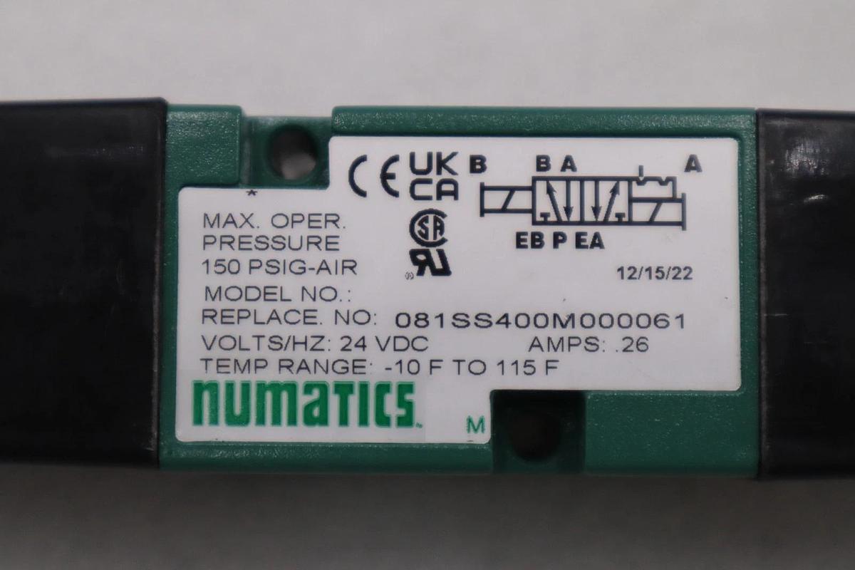 NUMATICS 081SS400M000061 PNEUMATIC SOLENOID VALVE 26A 150PSI STOCK H1511