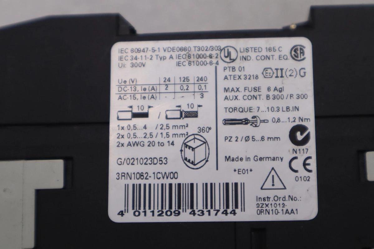 Used SIEMENS 3RN1062-1CW00 THERMISTOR MOTOR PROTECTION CIRCUIT STOCK K-3837