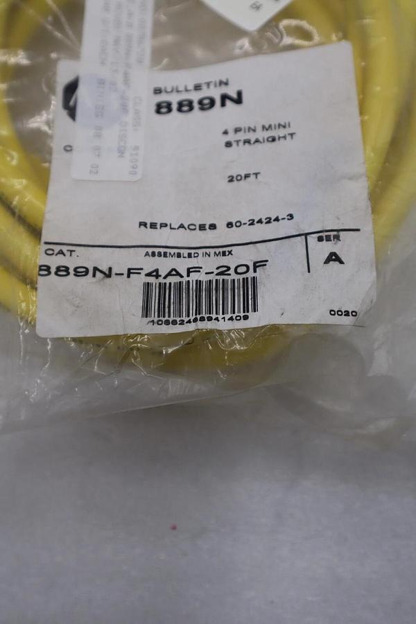 Used NEW Allen-Bradley 4-Pin Plug 889N-F4AF-20F 600V 10Amps Cable  STOCK G709