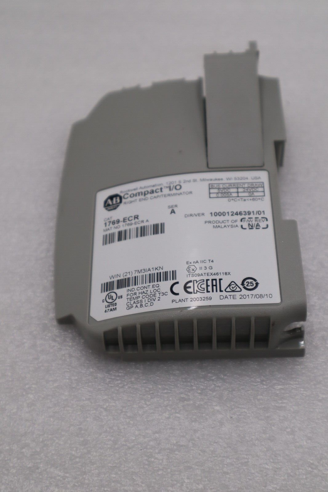 Used AB Allen Bradley 1769-ECR CompactLogix End Cap Ser A 1769ECR STOCK K-106-D